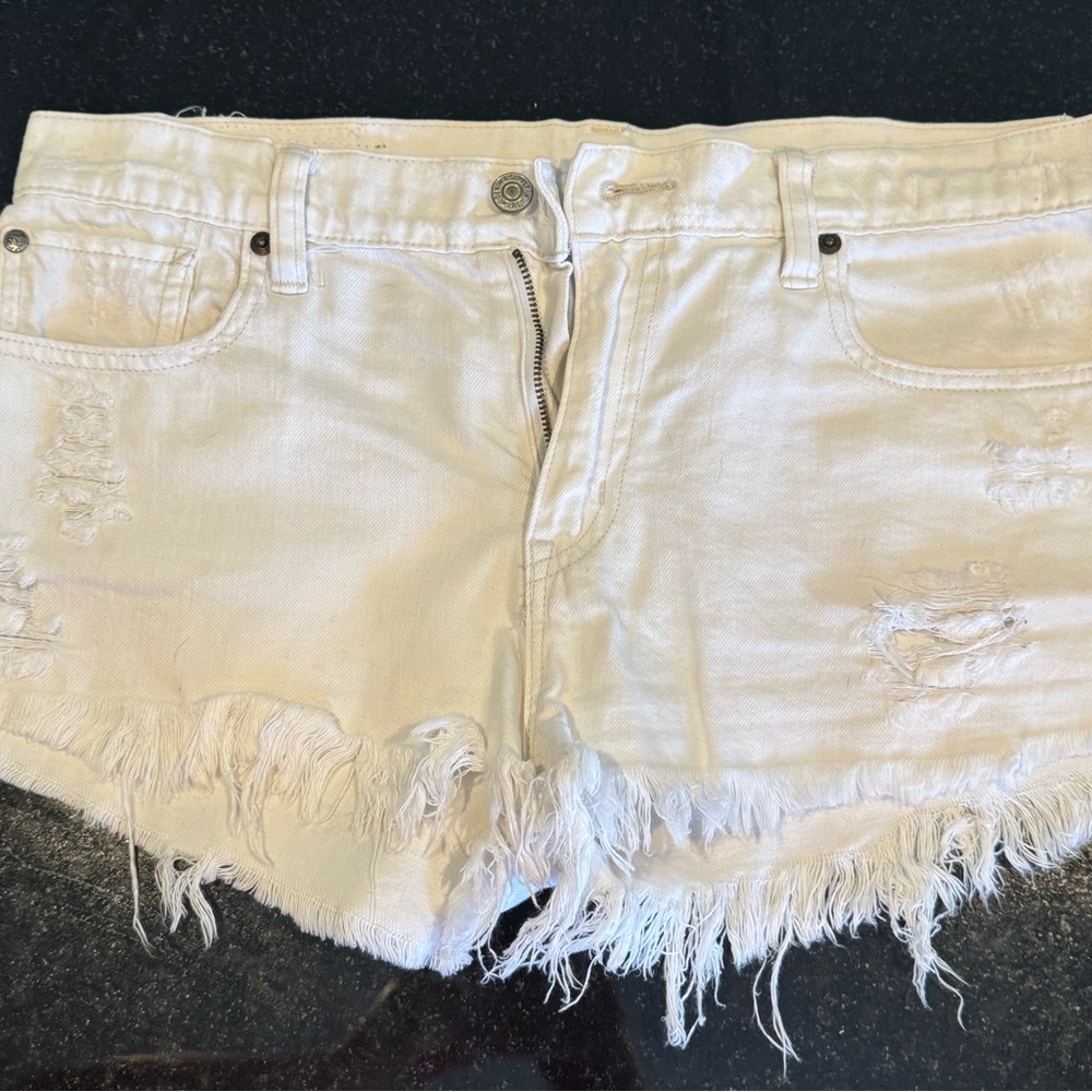 Denim & Supply Ralph Lauren White Jean Shorts Distressed Cut-Offs